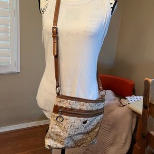 Coach tan crossbody 12” wide x 10” high